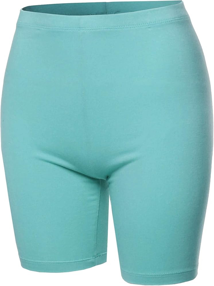 Women's Basic Solid Premium Cotton Mid Thigh High Rise Biker Bermuda Shorts | Amazon (US)