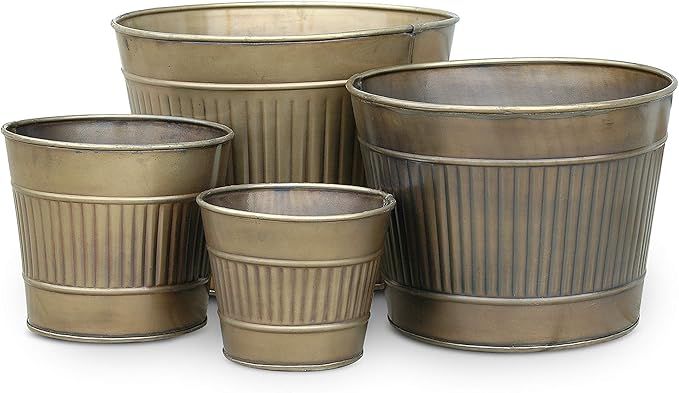 Versatile Nesting Set of 4 in Various Sizes Handmade Indoor Metal Planters, Champagne Bucket, Log... | Amazon (US)