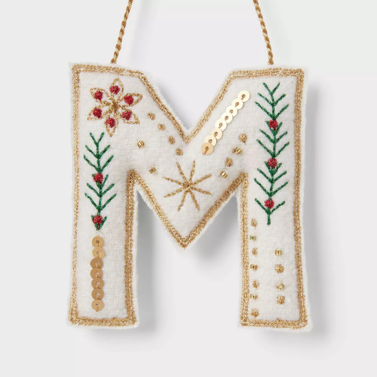Embroidered Fabric Monogram Letter Christmas Tree Ornament - Wondershop™ | Target