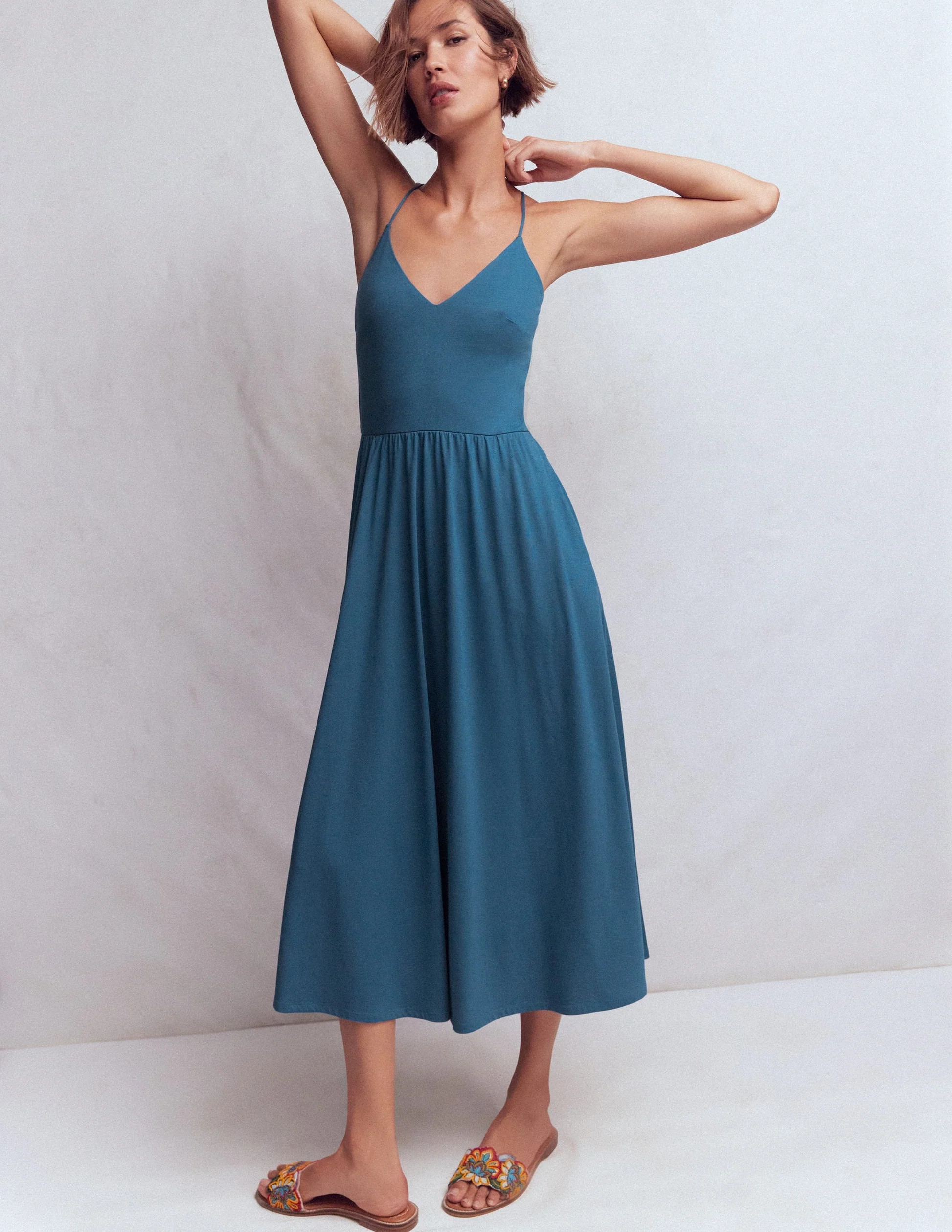 Cross Back Jersey Dress-Tourmaline Blue | Boden (US)
