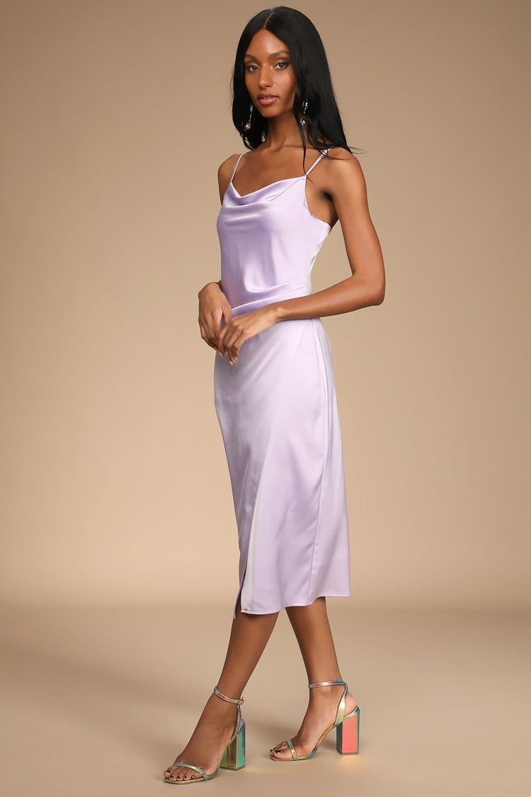 Hollywood Woman Lilac Satin Midi Dress- Slip Dress | Lulus (US)