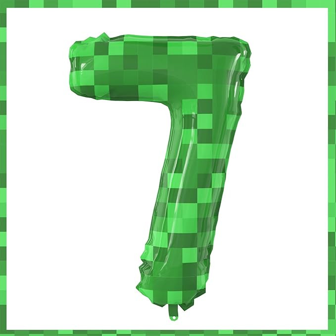 40 Inch Giant Green Pixel Miner Theme Number Foil Balloons Large MIning Number 7 Balloons Party B... | Amazon (US)