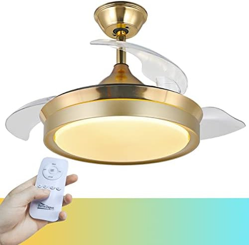 42 Inch Modern Retractable Ceiling Fan, CCT Dimmable LED Light, Remote Control, Silent Motor, Inv... | Amazon (US)