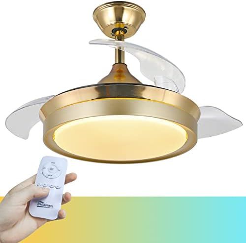 42 Inch Modern Retractable Ceiling Fan, CCT Dimmable LED Light, Remote Control, Silent Motor, Inv... | Amazon (US)