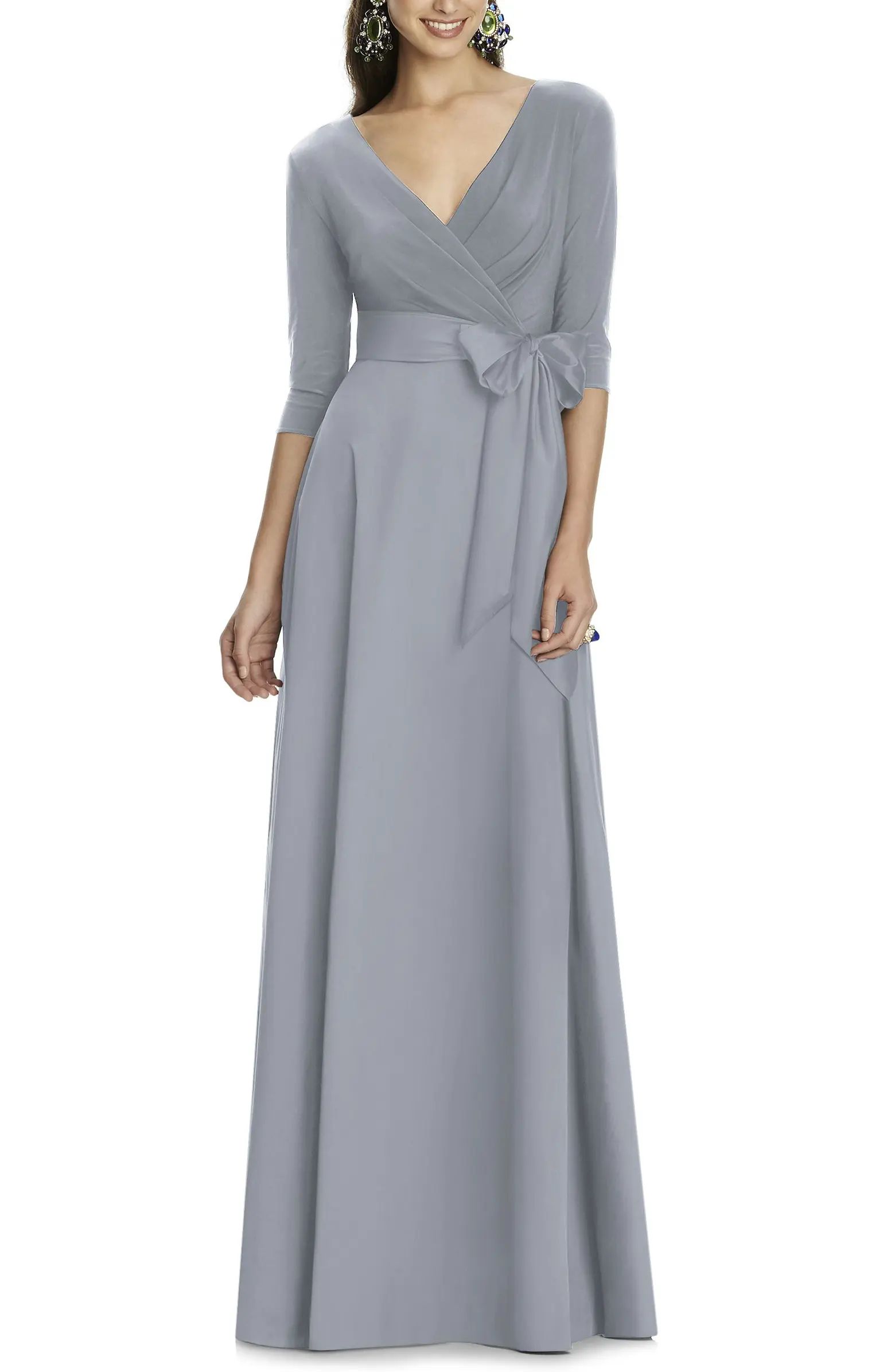 Jersey & Mikado A-Line Gown | Nordstrom