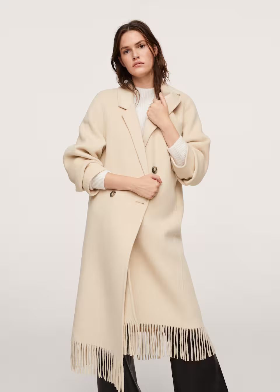 Fringe wool-blend coat | MANGO (US)