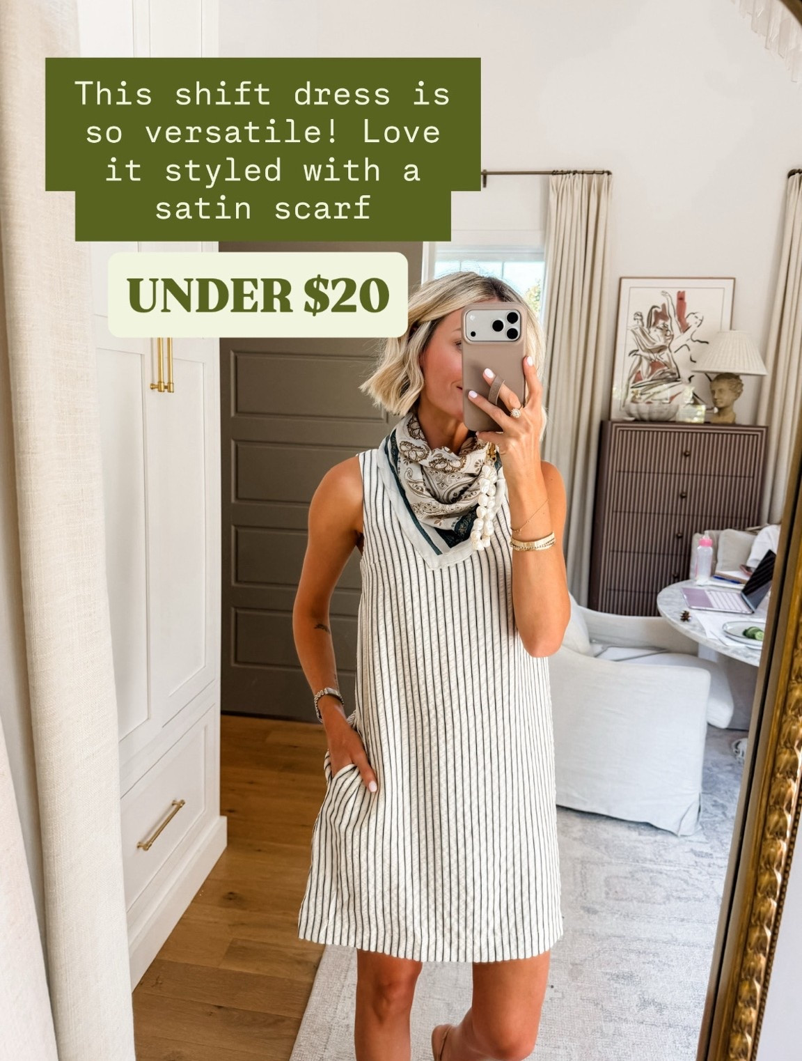 This striped shift dress is on sale for under $20 this weekend! This is such a great transitional piece into fall - easy to layer! Wearing XS!

Loverly Grey, Target, shift dress, fall outfit inspo, Labor Day sales, capsule wardrobe, transitional pieces, scarf styling

#LTKSeasonal #LTKSaleAlert