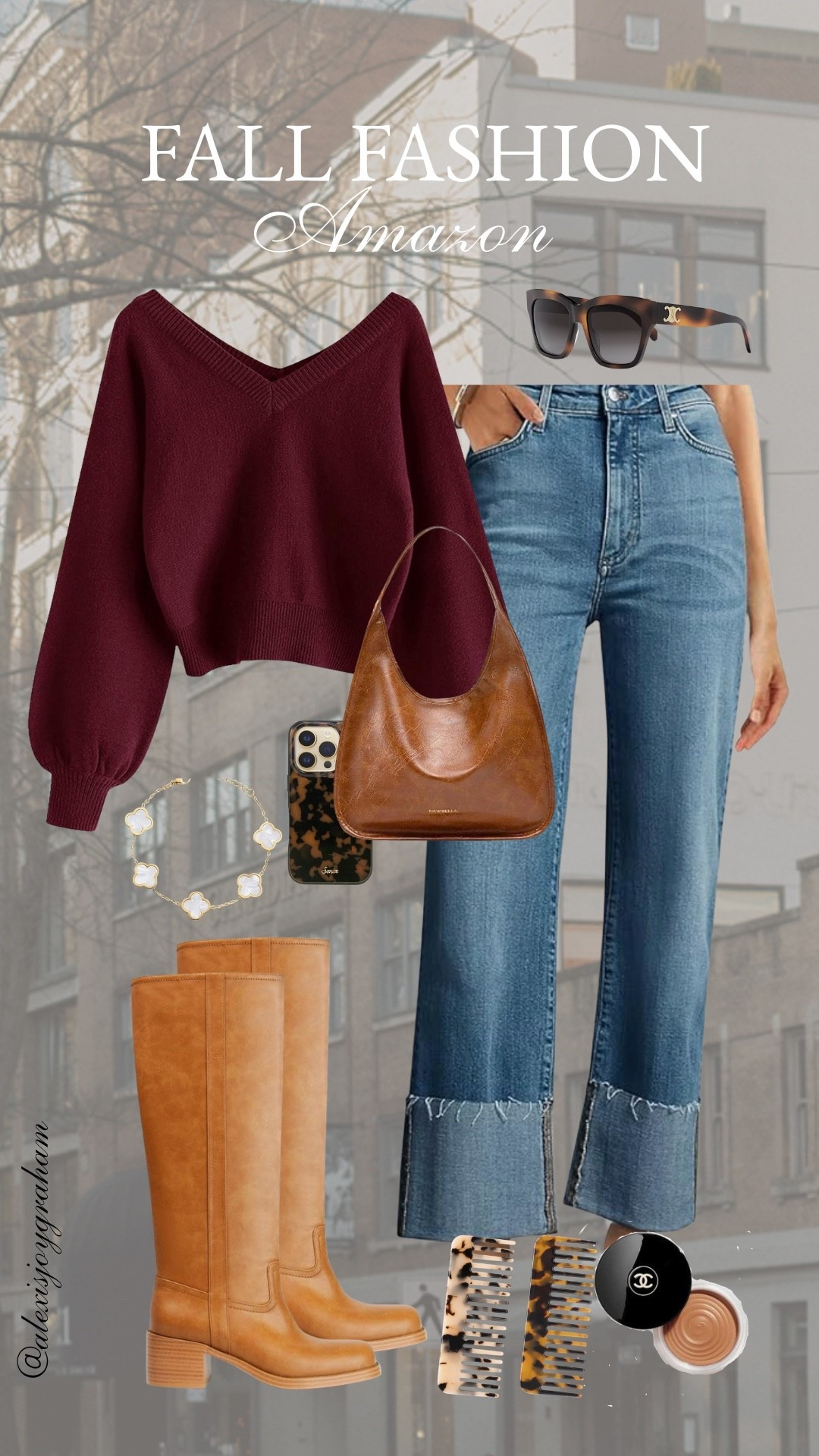 Amazon Transitional Fall Fashion 🍁

burgundy sweater, folded jeans, cuffed jeans, levi jeans, brown purse, frye boots dupes, amazon finds, amazon fashion finds, amazon fall fashion, van cleef, cheetah phone case 