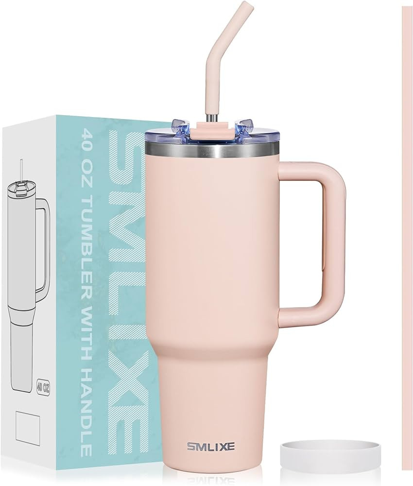 SMLIXE 40 oz Tumbler with Handle and Straw Lid,Insulated Reusable Stainless Steel Water Bottle Tr... | Amazon (US)