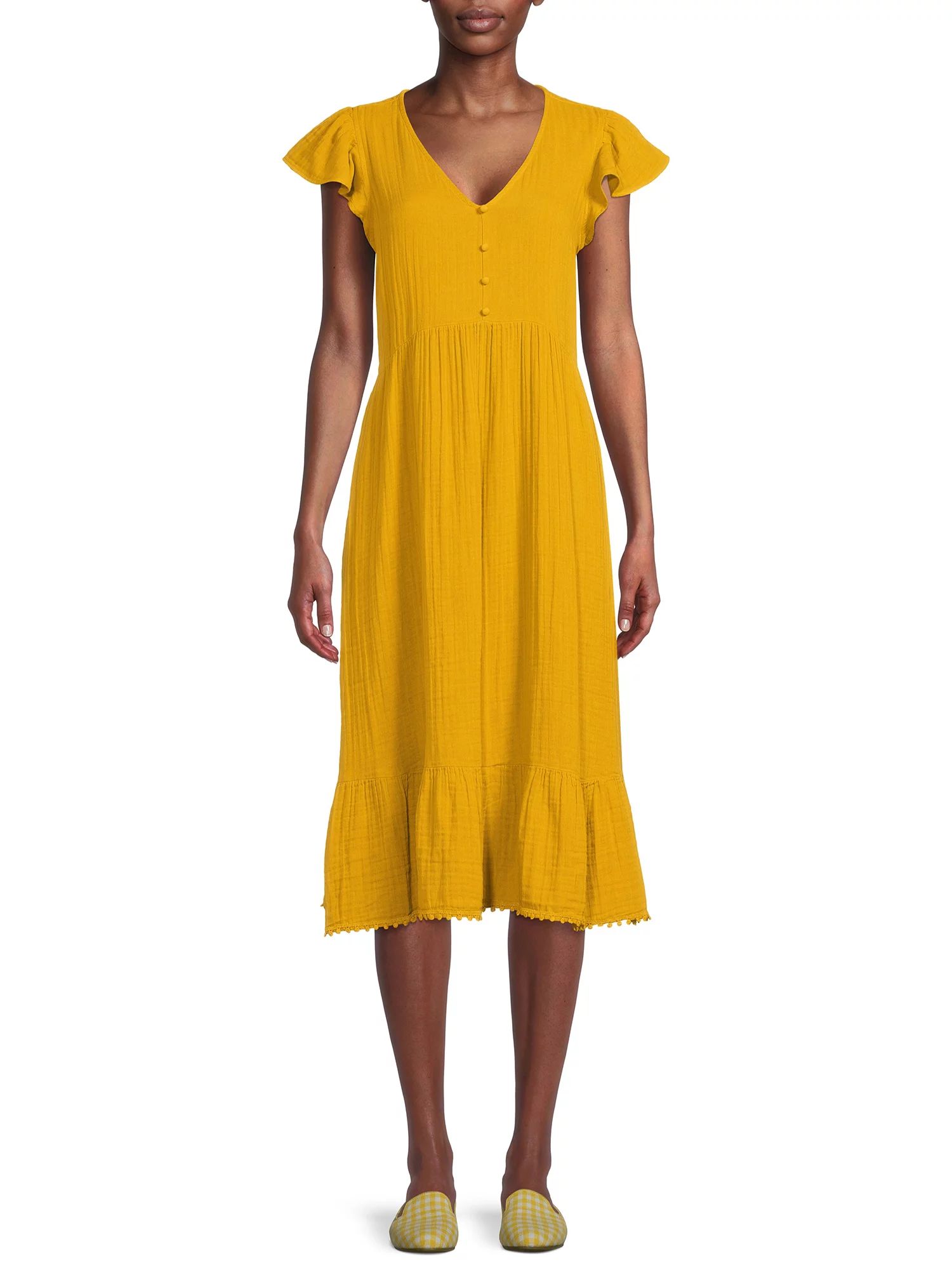 Time and Tru Women's Midi Double Cloth Dress | Walmart (US)