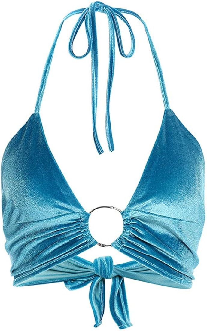 Women Halter Backless Camis Streetwear Club Patchwork Camisole | Amazon (US)