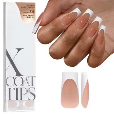 BTArtboxnails XCOATTIP® Press-On Nails - White French - Extra Short Square Brown Base-150ct | Target