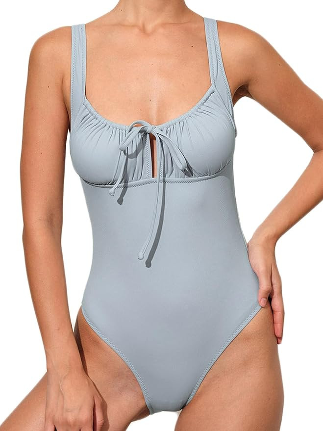 BERLOOK Womens Sexy Floral One-Piece Swimsuit Tie Slimming Bathing Suits Push Up Swimwear | Amazon (US)