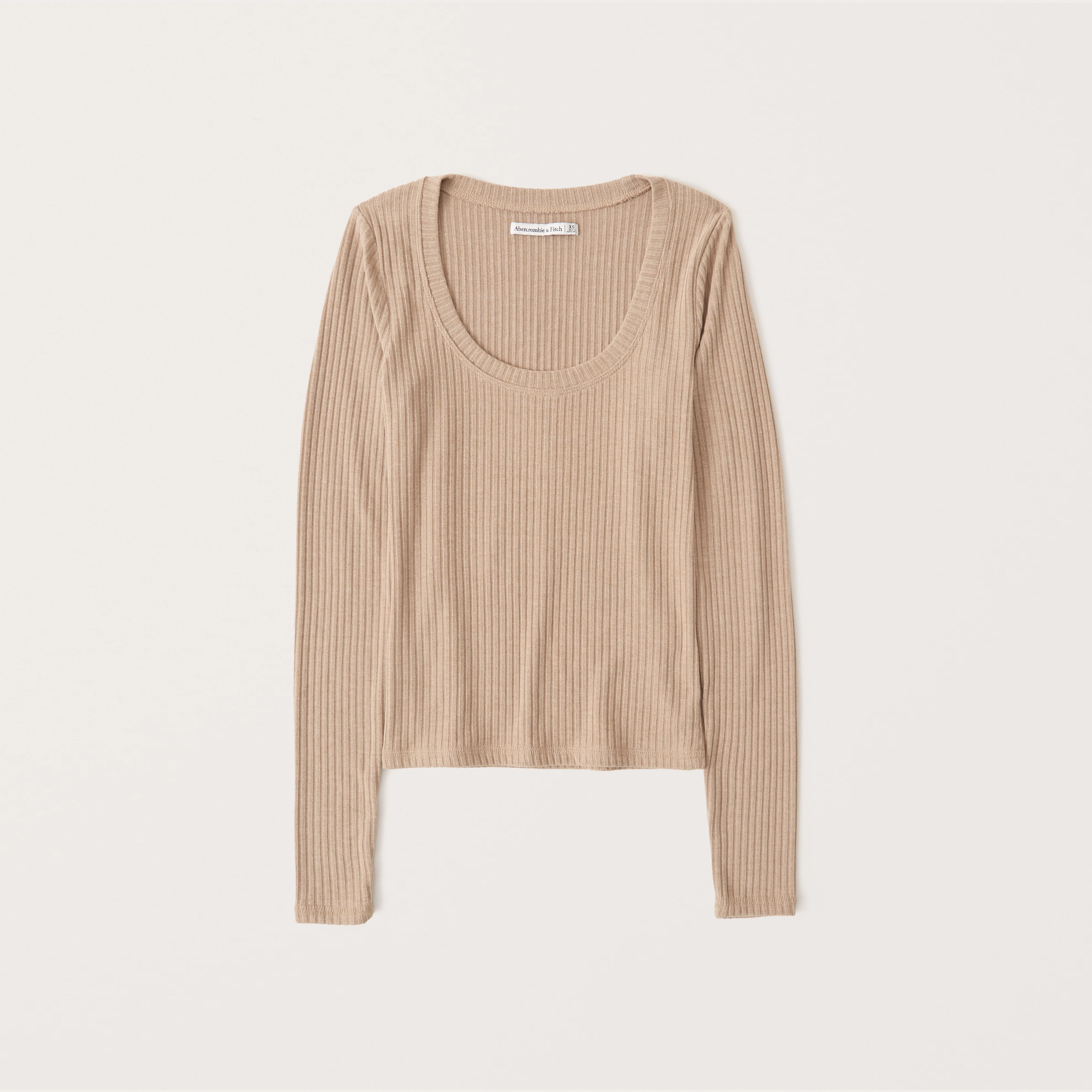 Long-Sleeve Ribbed Scoopneck Top | Abercrombie & Fitch (US)