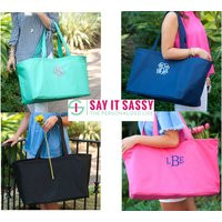 Monogrammed Large Tote, Personalized Beach Bag, Pool Ultimate Oversized Tote - Grocery Picnic Bag | Etsy (US)