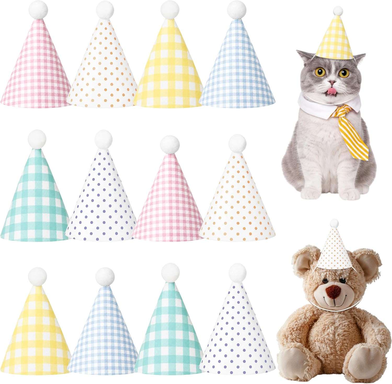 12 Pcs Mini Party Hats for Stuffed Animals, Pastel Mix | Amazon (US)