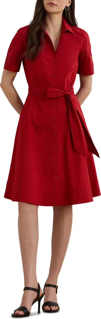 Lauren Ralph Lauren Belted Cotton Blend Shirtdress | Nordstrom | Nordstrom