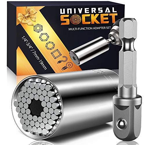 RAK Universal Socket Tool - Set of 2 Gadgets with 1/4-to-3/4-inch Wrench Grip and Power Drill Adapte | Amazon (US)