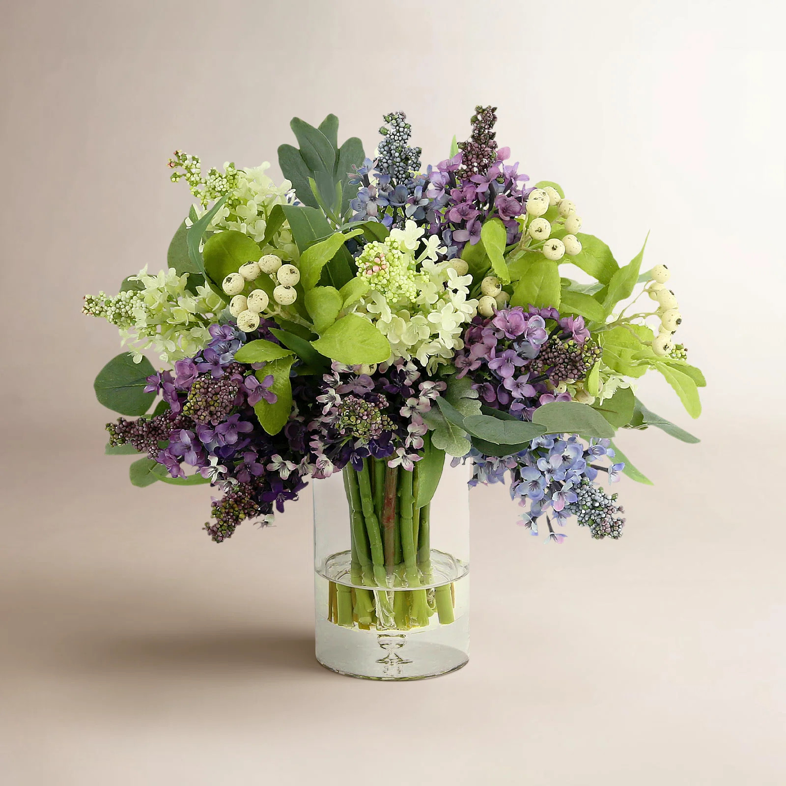Faux Floral Arrangement with Lilacs and Berries | Birch Lane