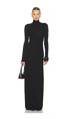 Enza Costa Silk Rib Fluid Turtleneck Dress in Black from Revolve.com | Revolve Clothing (Global)