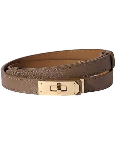 Women's Skinny Leather Belt with Adjustable Silver Turn-Lock Buckle - Ideal for Dresses, Jeans, a... | Amazon (US)