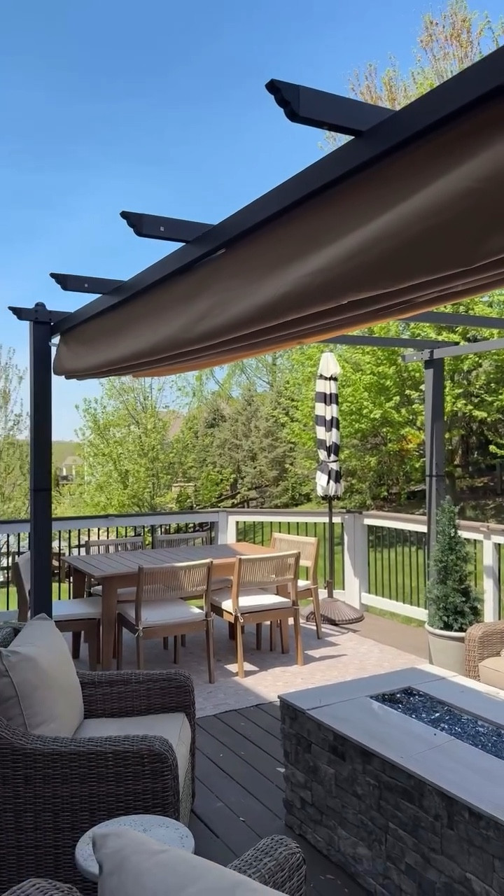 Picked up this 10x13 metal pergola from @garvee_official to help keep us shaded while I dream up our future covered deck🙌🏻. Works great but plan on 2 people to assemble in a couple of hours. Comment below and I’ll send you the link! 

#garvee #garveefurniture #garveepergola #pergola #deckdesign #GarveeSpringCampaign #GarveeForSummer #GarveePergola #GarveeTopiaryTree