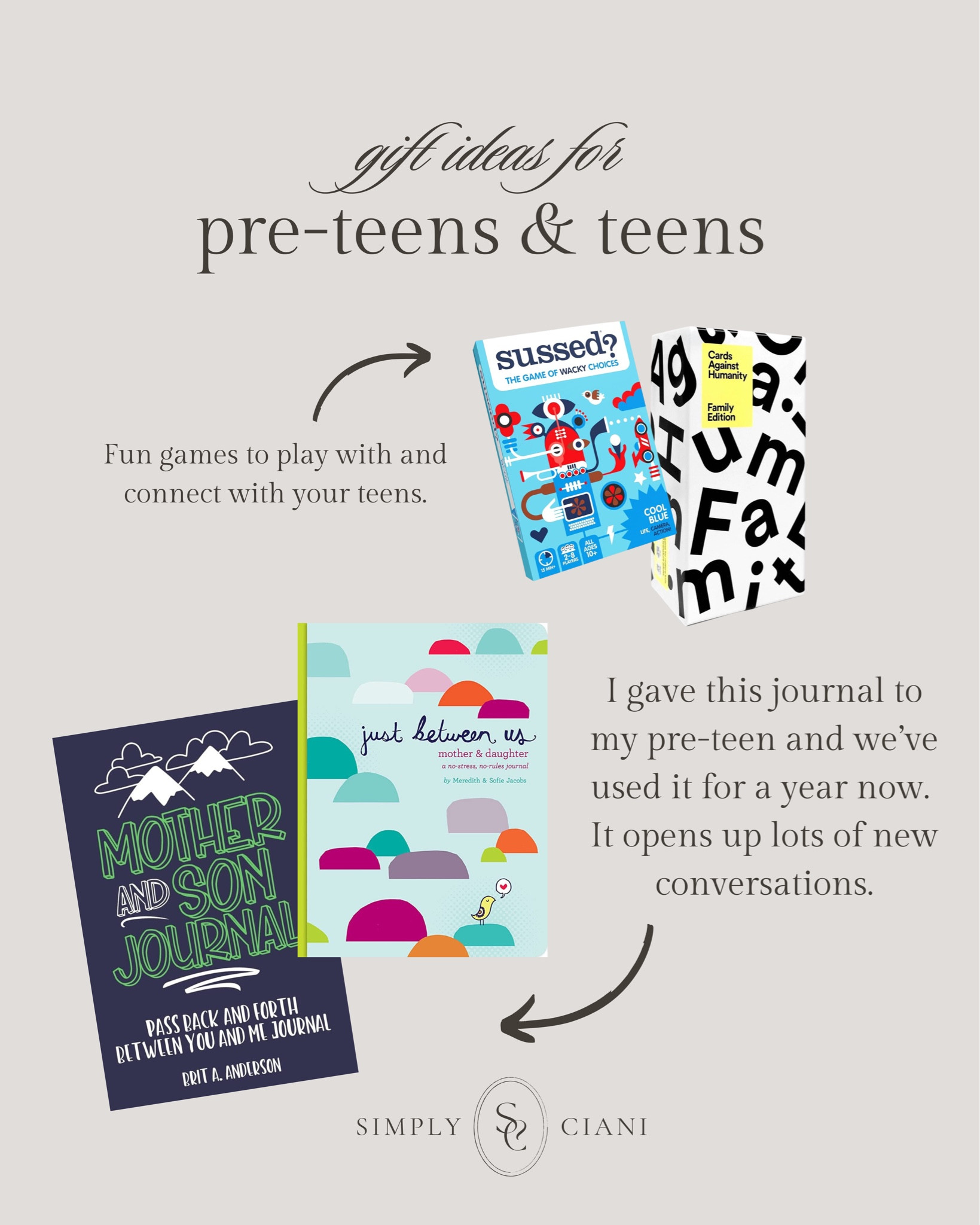 Gifts for tween & teens • These journals are a great way to open up communication & these games are fun for the whole family!

#giftsforteens #giftideasforteens #tweengifts #teenchristmas 

#LTKFamily #LTKKids #LTKGiftGuide