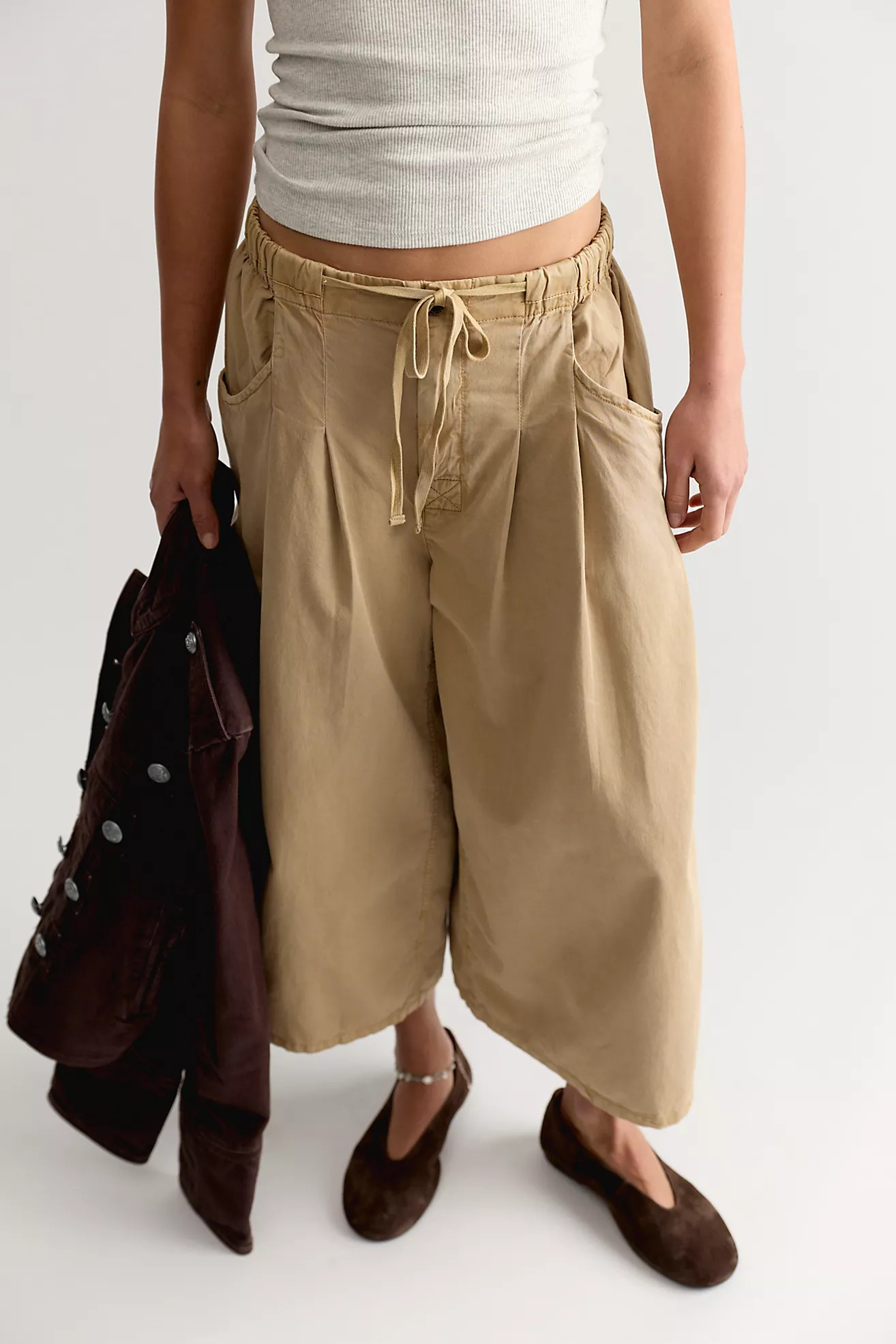 Telluride Wide-Leg Crop Pull-On Solid Pants | Free People (Global - UK&FR Excluded)