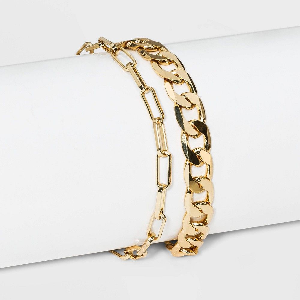 SUGARFIX by BaubleBar Gold Link Chain Bracelet Set - Gold | Target