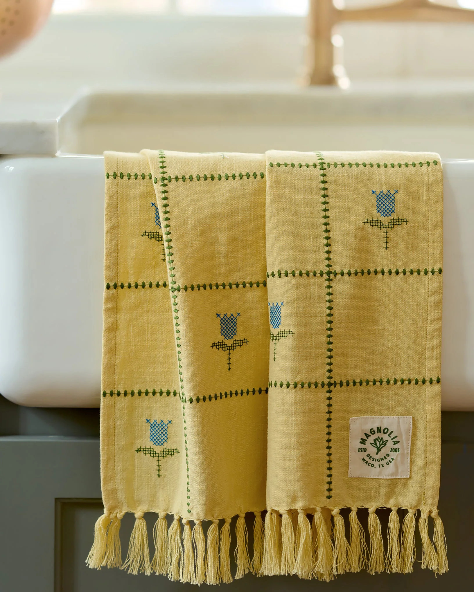 Cross Stitch Tulips Tea Towel | Magnolia