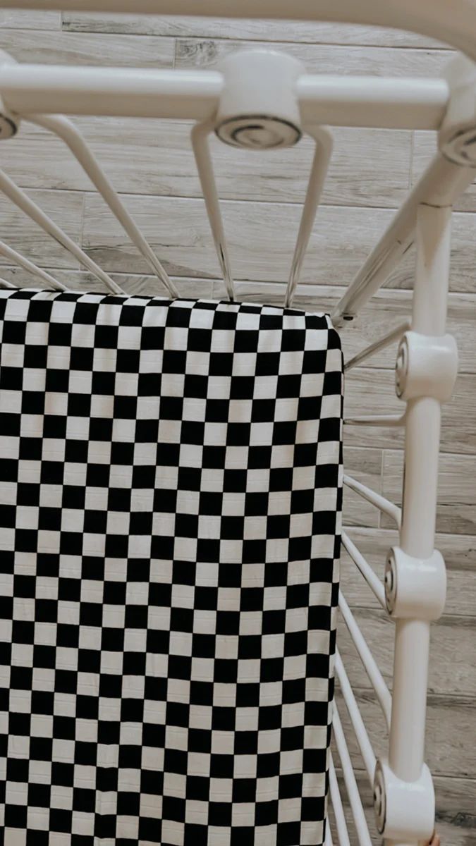 Black Checkered Muslin Crib Sheet | Forever French