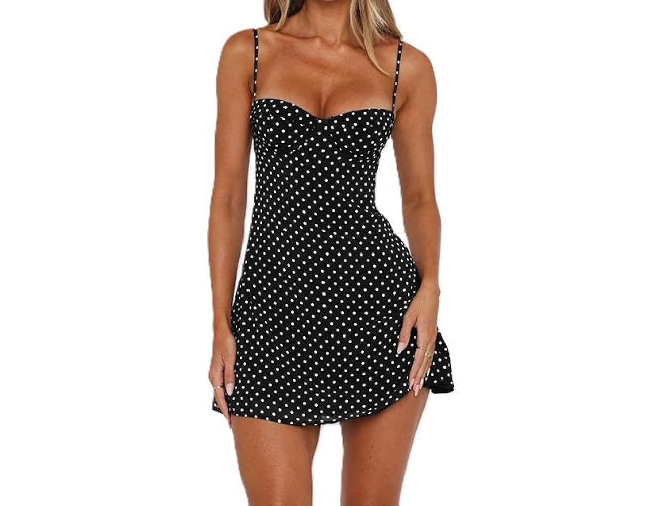 Womens Polka Dots Mini Dress Summer Sweetheart Neck Sexy Sleeveless Backless A Line Short Bodycon... | Amazon (US)