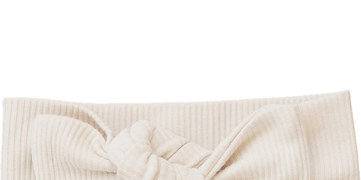 Vanilla Organic Cotton Ribbed Head Wrap | Mebie Baby