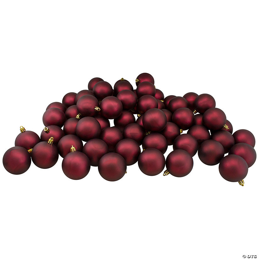 Northlight 60ct Burgundy Shatterproof Matte Christmas Ball Ornaments 2.5" (60mm) | Oriental Trading Company