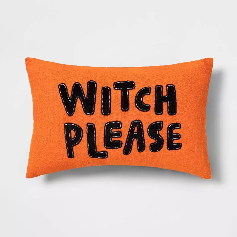 'Witch Please' Lumbar Throw Pillow Orange/Black - Hyde & EEK! Boutique™ | Target