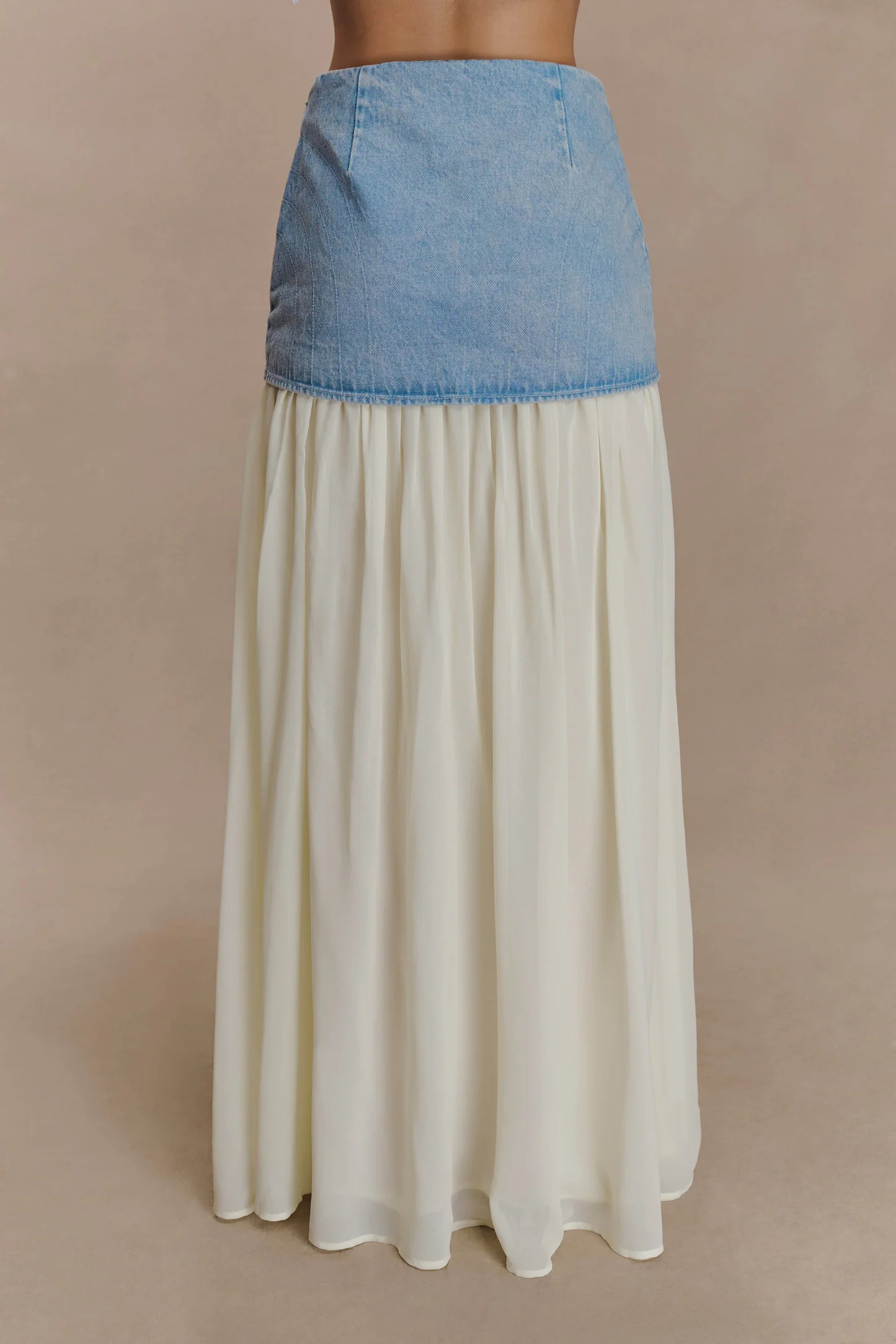 Tully Chiffon Denim Maxi Skirt - 80'S Blue | MESHKI US