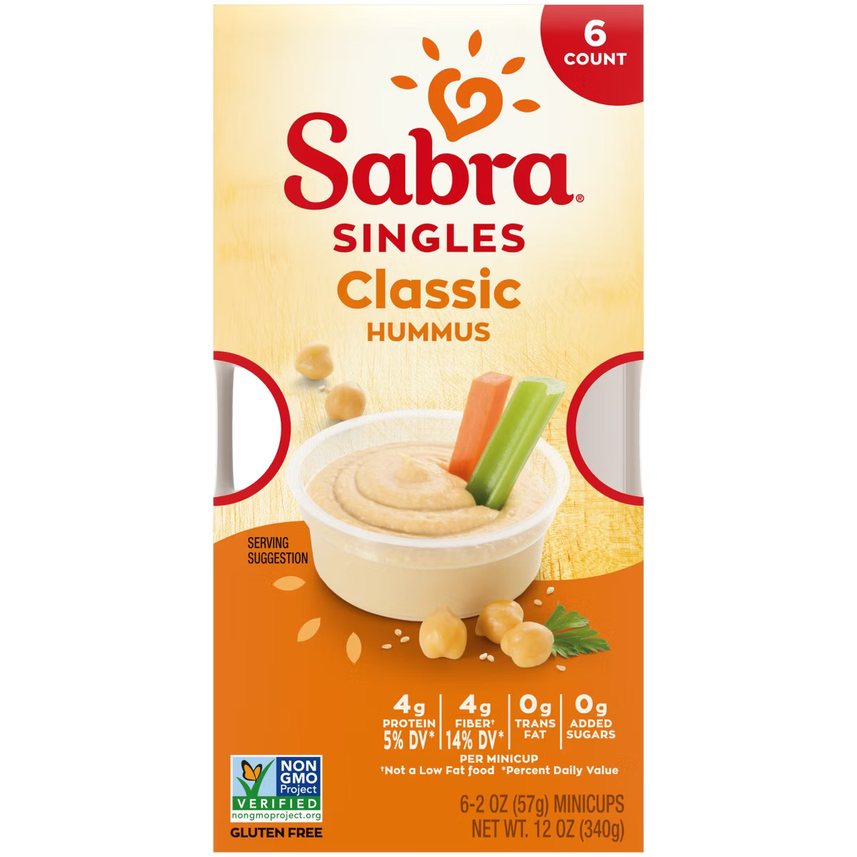 Sabra Classic Hummus Singles - 12oz/6ct | Target
