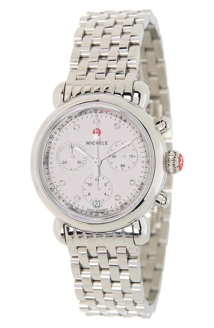 MICHELE Stainless Steel Mirror Diamond Bracelet Watch, 36mm - 0.02 ctw | Nordstromrack | Nordstrom Rack
