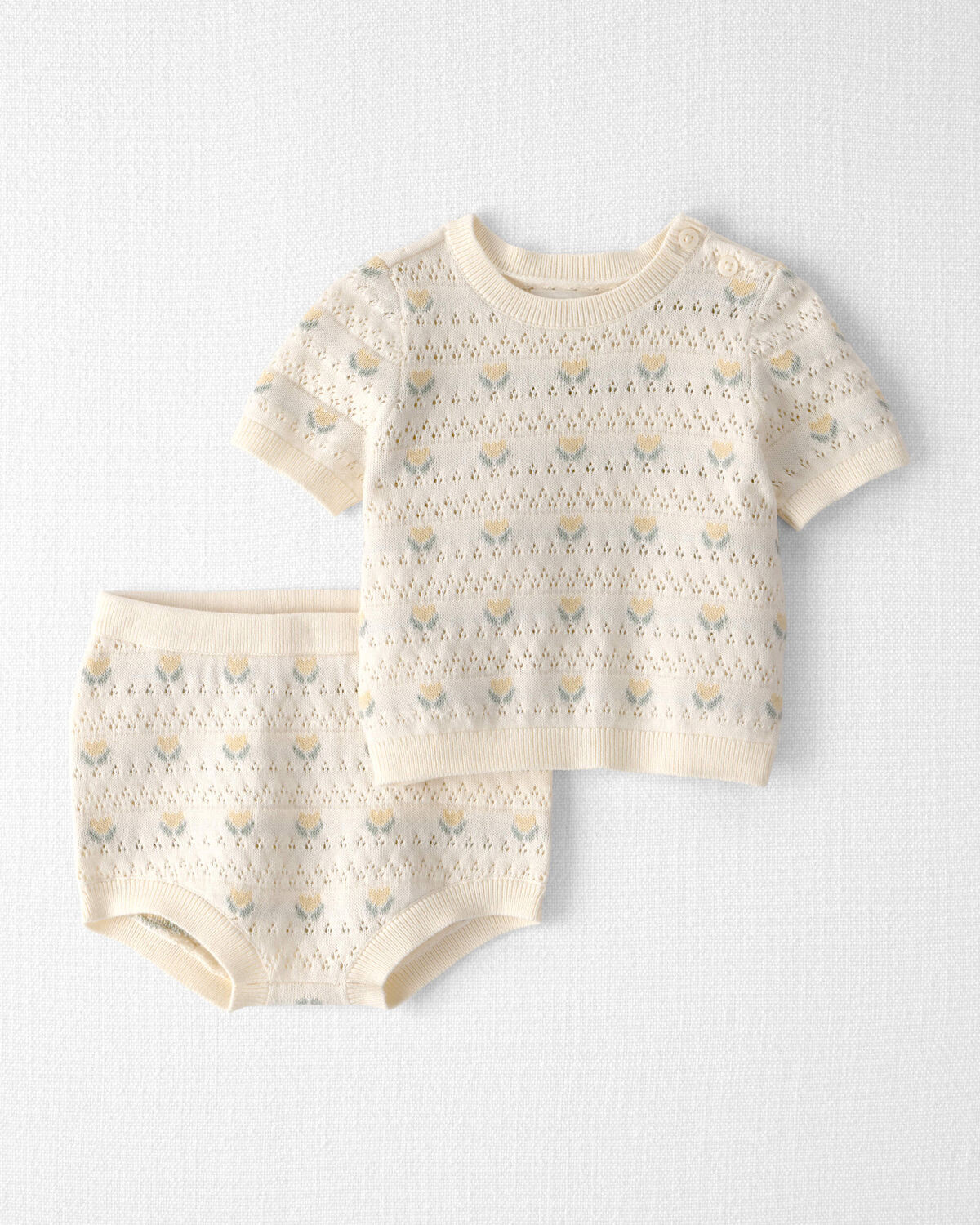 Baby Girl Organic Cotton Sweater Set in Honey Floral Print | Carter's Inc