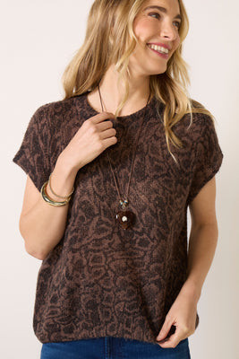 LNA Women's Bowie Sleeveless Sweater Top, Size XL, Python Brown | Evereve