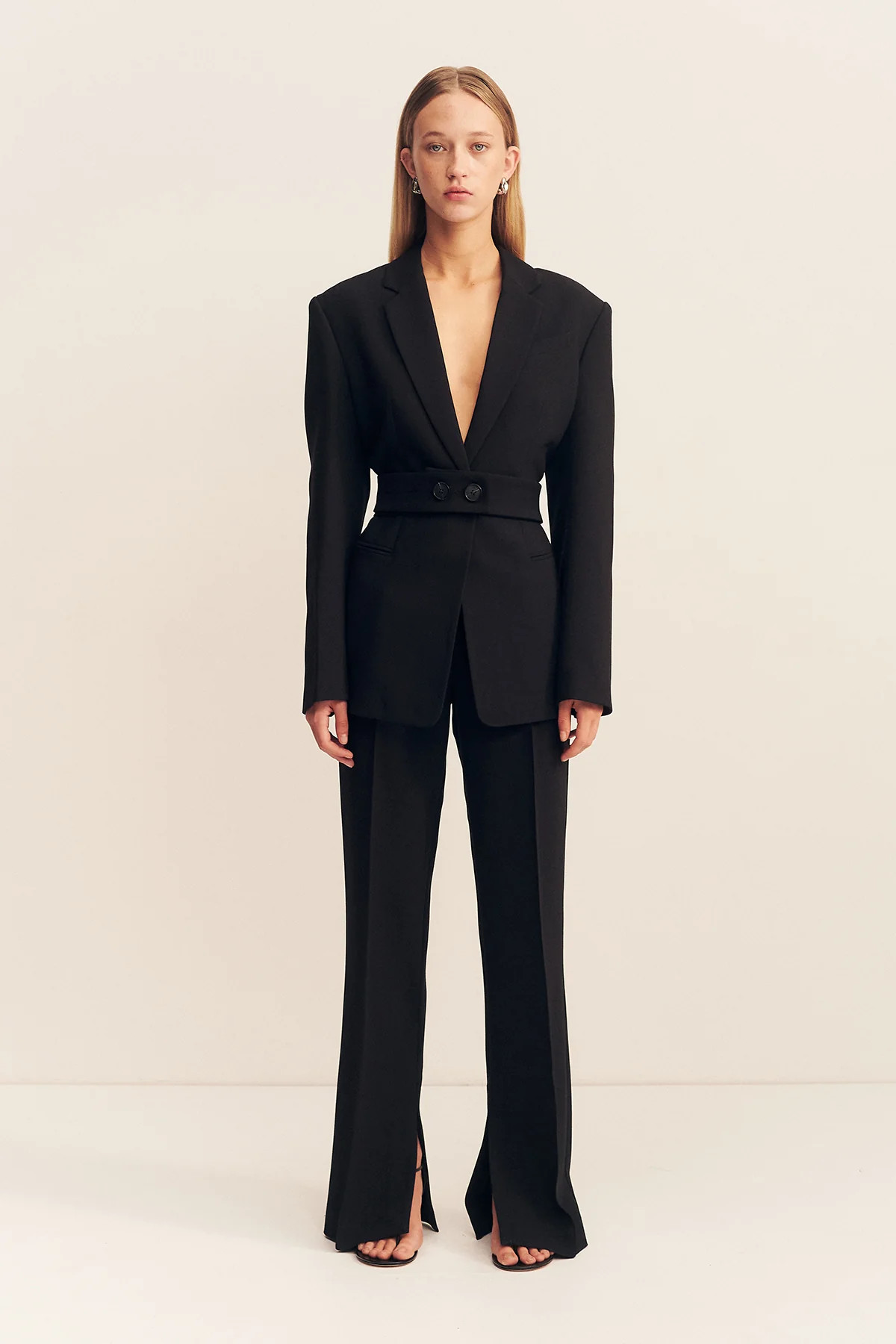 Irena Hourglass Single Breasted Blazer With Belt | Black | Outerwear | Shona Joy | Shona Joy