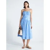 Free Assembly Women's and Women’s Plus Tie Back Cotton Midi Dress with Drop Waist, Sizes XS-4X | Walmart (US)
