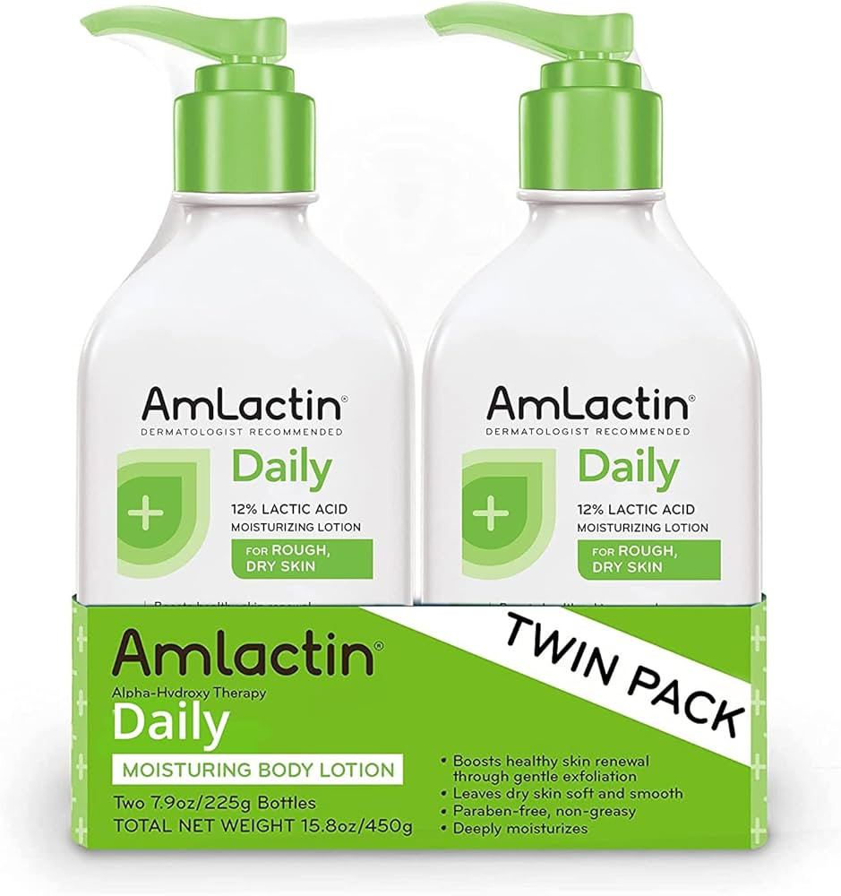 AmLactin Daily Moisturizing Lotion for Dry Skin – 7.9 oz Pump Bottles (Twin Pack) – 2-in-1 Ex... | Amazon (US)