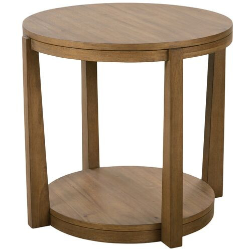 River Wood Round Side Table - Saddle | End Table, Occasional Table, Small Table - Made of Wood | One Kings Lane