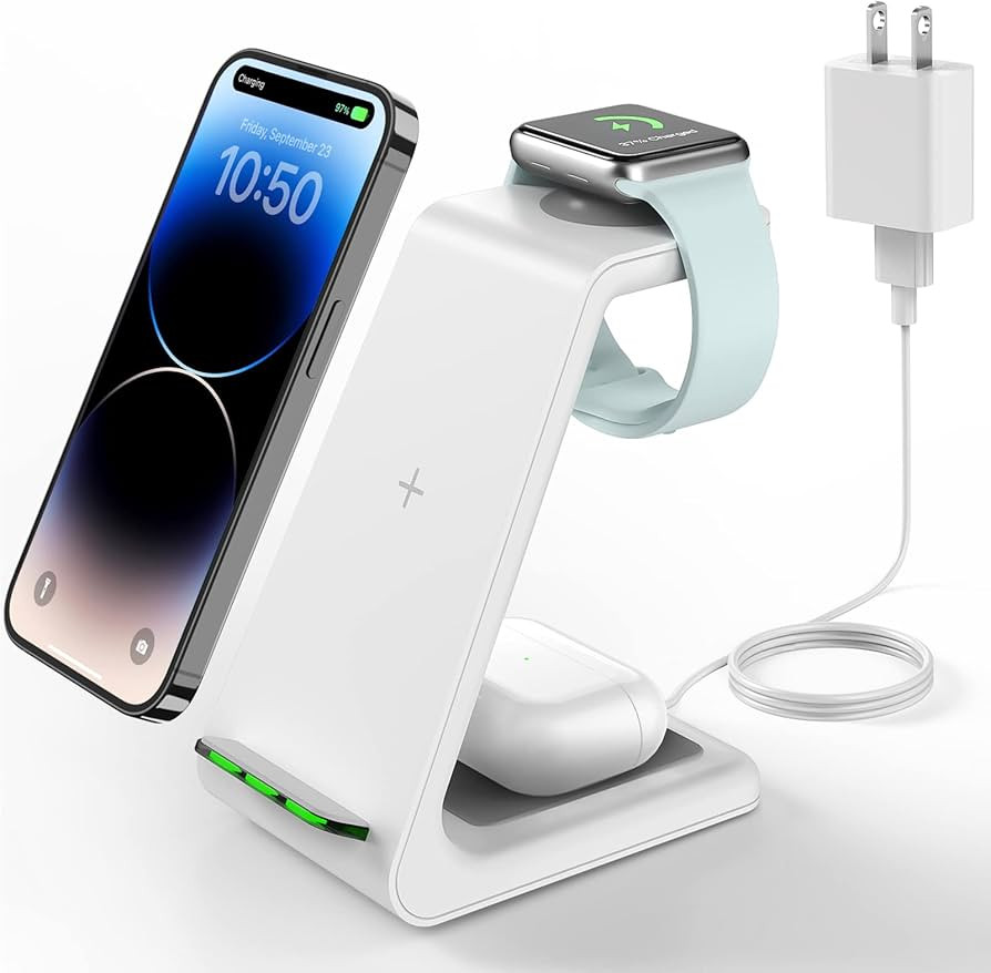 Wireless Charging Stand, GEEKERA 3 in 1 Wireless Charger Dock Station for iPhone 14 Pro Max/14 Pr... | Amazon (US)