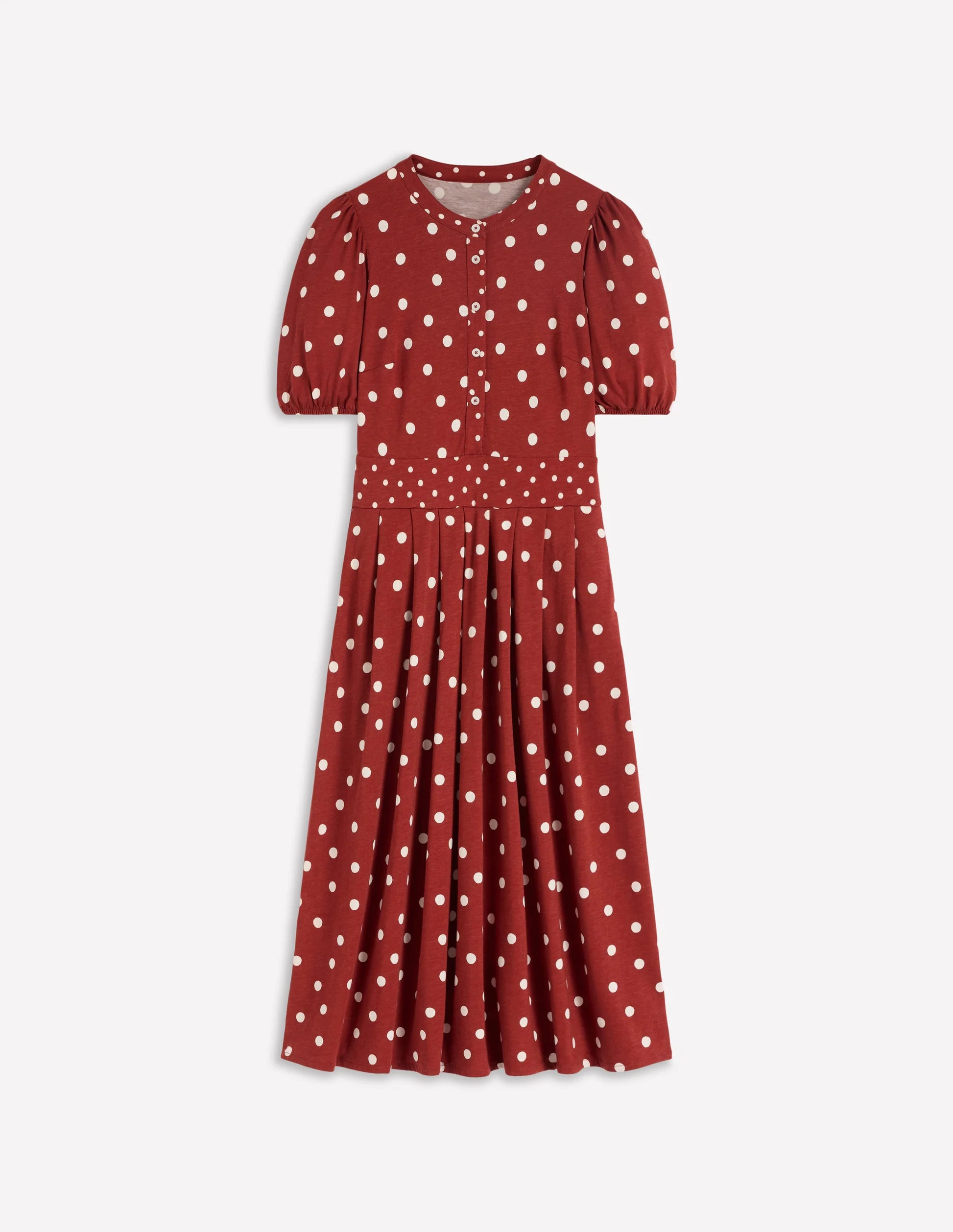Amber Pleat Jersey Midi Dress-Burnt Orange, Painted Dot | Boden (US)