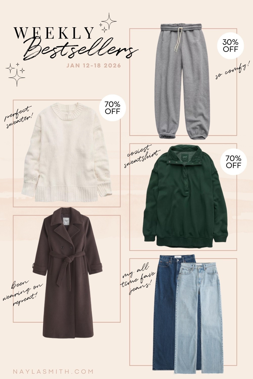 Weekly Bestsellers Jan 12-18 • super soft chenille sweater (I wear L), chocolate brown wool blend trench coat (I wear L), super soft jogger sweatpants (I wear L), dark green sweatshirt (I wear L), my all time fave jeans (I wear 32)


#LTKstyletip #LTKsale #LTKwinter