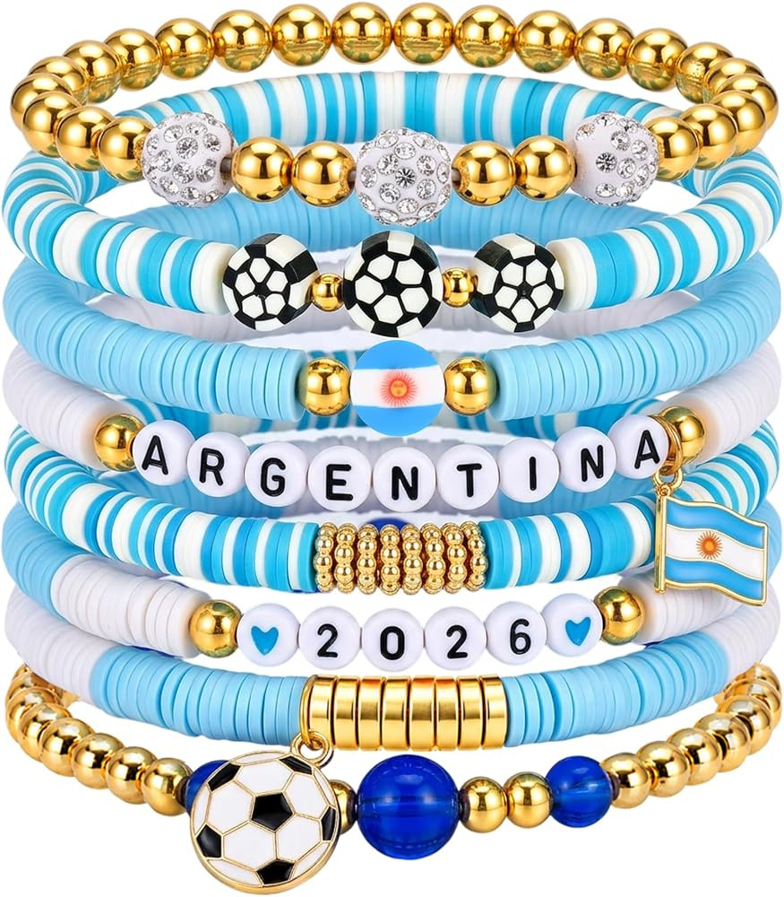 LUYI 2026 World Soccer Cup Bracelets for Women Girls, Game Day Football Fan Merchandise Stackable... | Amazon (US)