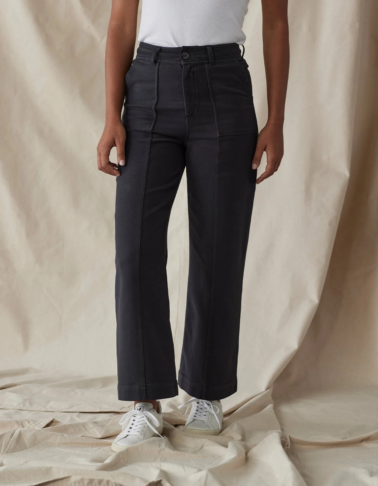 Comfort Terry Wide Leg Crop Pant in Phantom | The Normal Brand