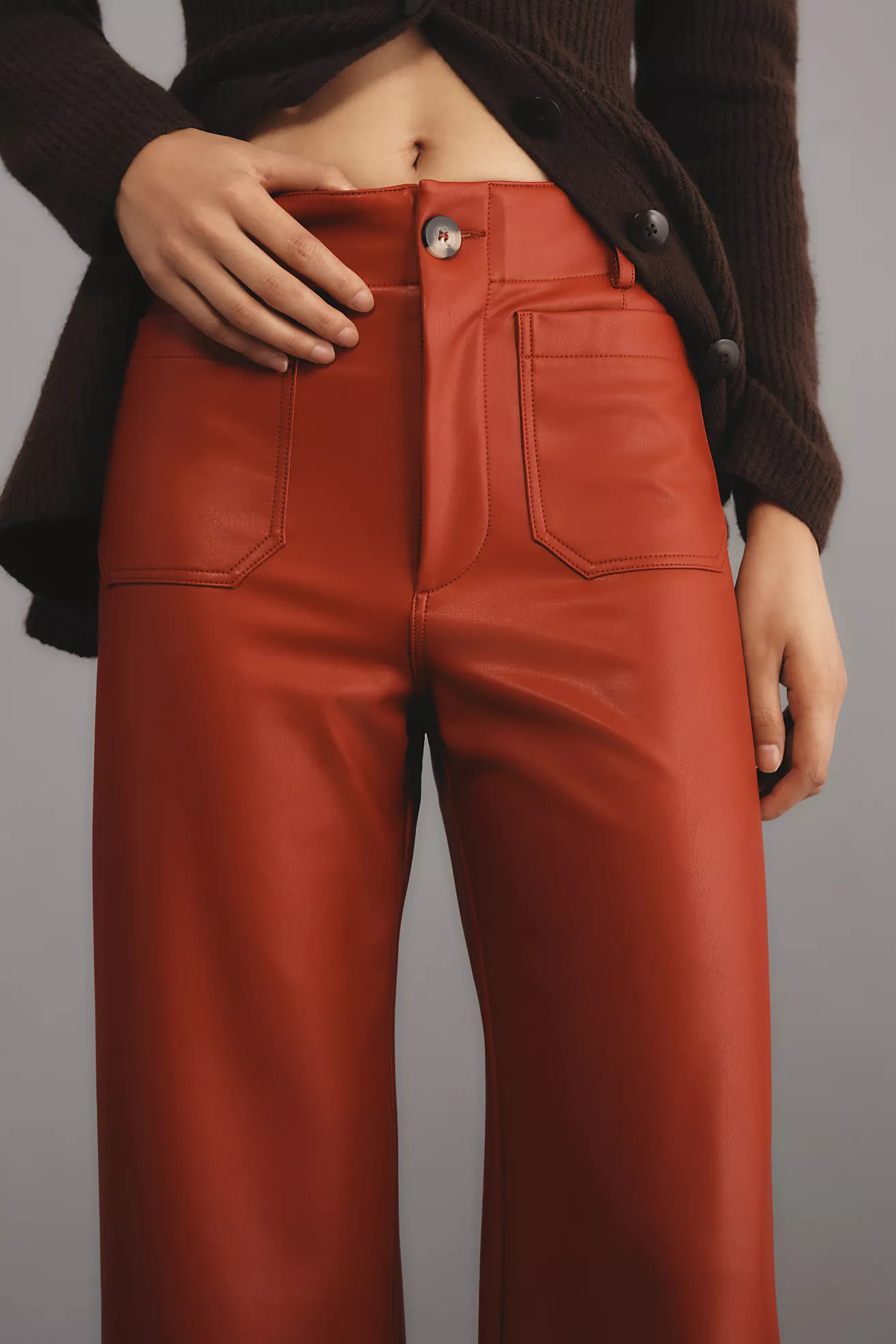 The Colette Cropped Wide-Leg Pants by Maeve: Faux-Leather Edition | Anthropologie (US)